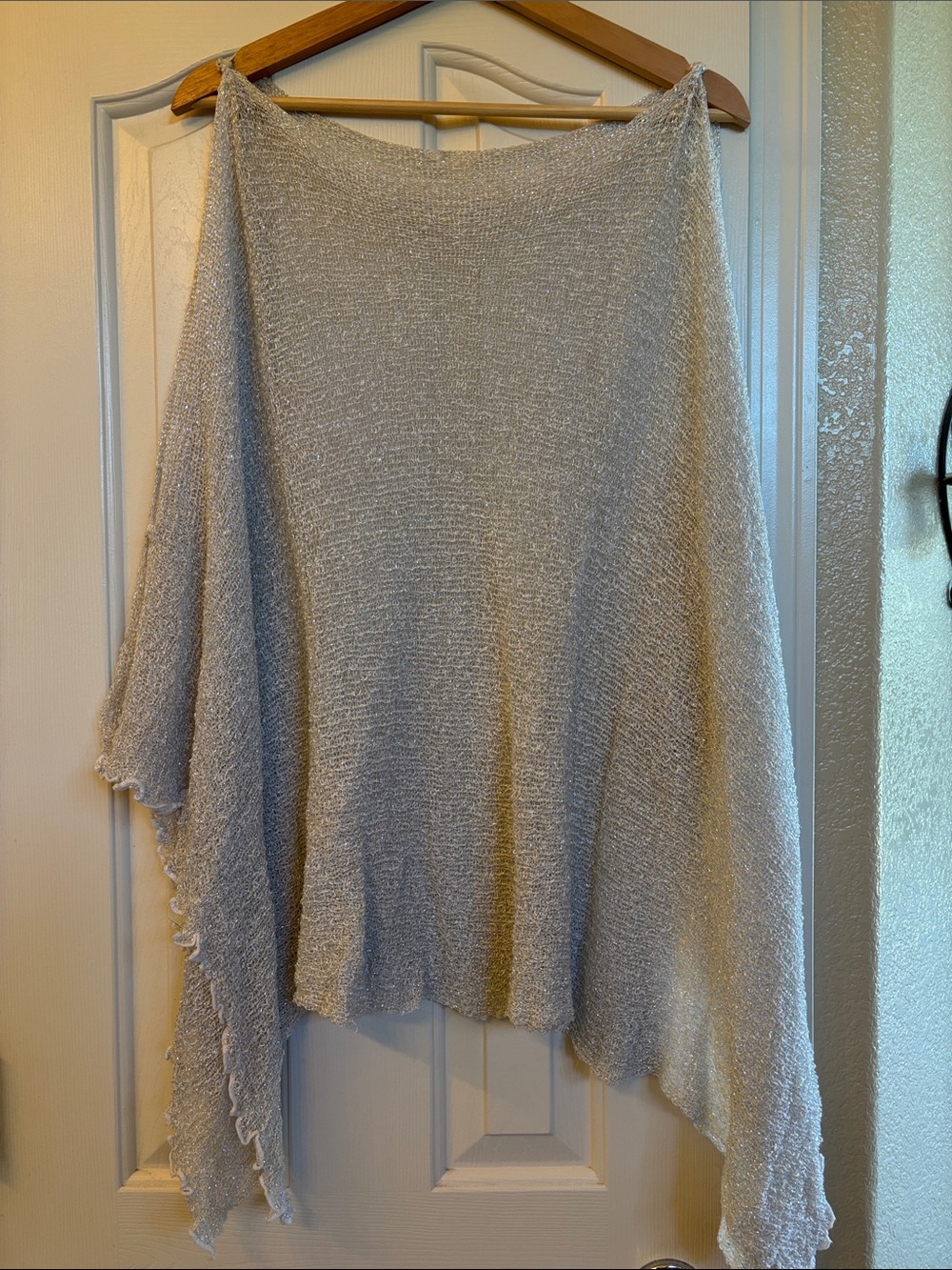 Light Gray Women's Knit Mesh Poncho Sweater